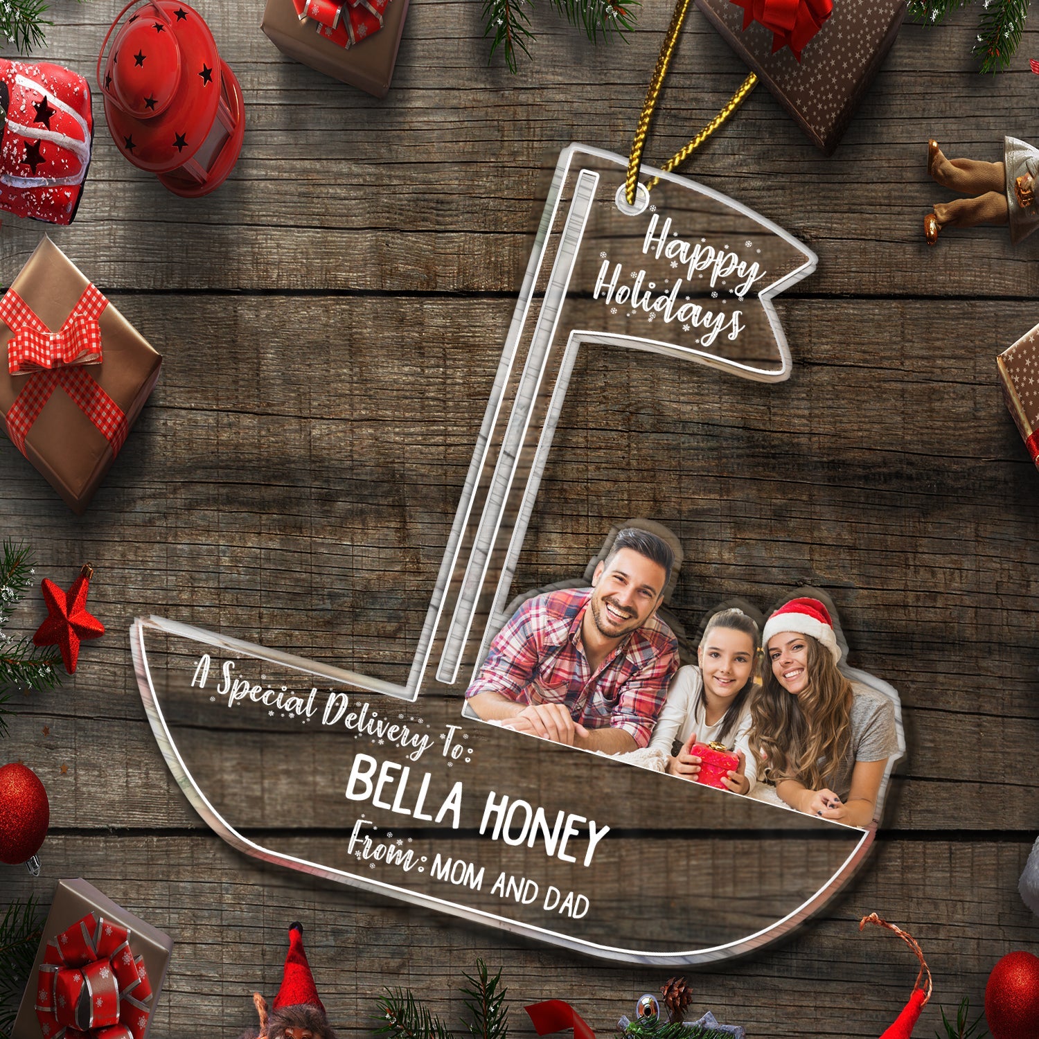 Custom Photo Special Delivery - Christmas Gift For Family And Best Friends - Personalized Cutout Acrylic Ornament, Money Holder Ornament ORNA1210