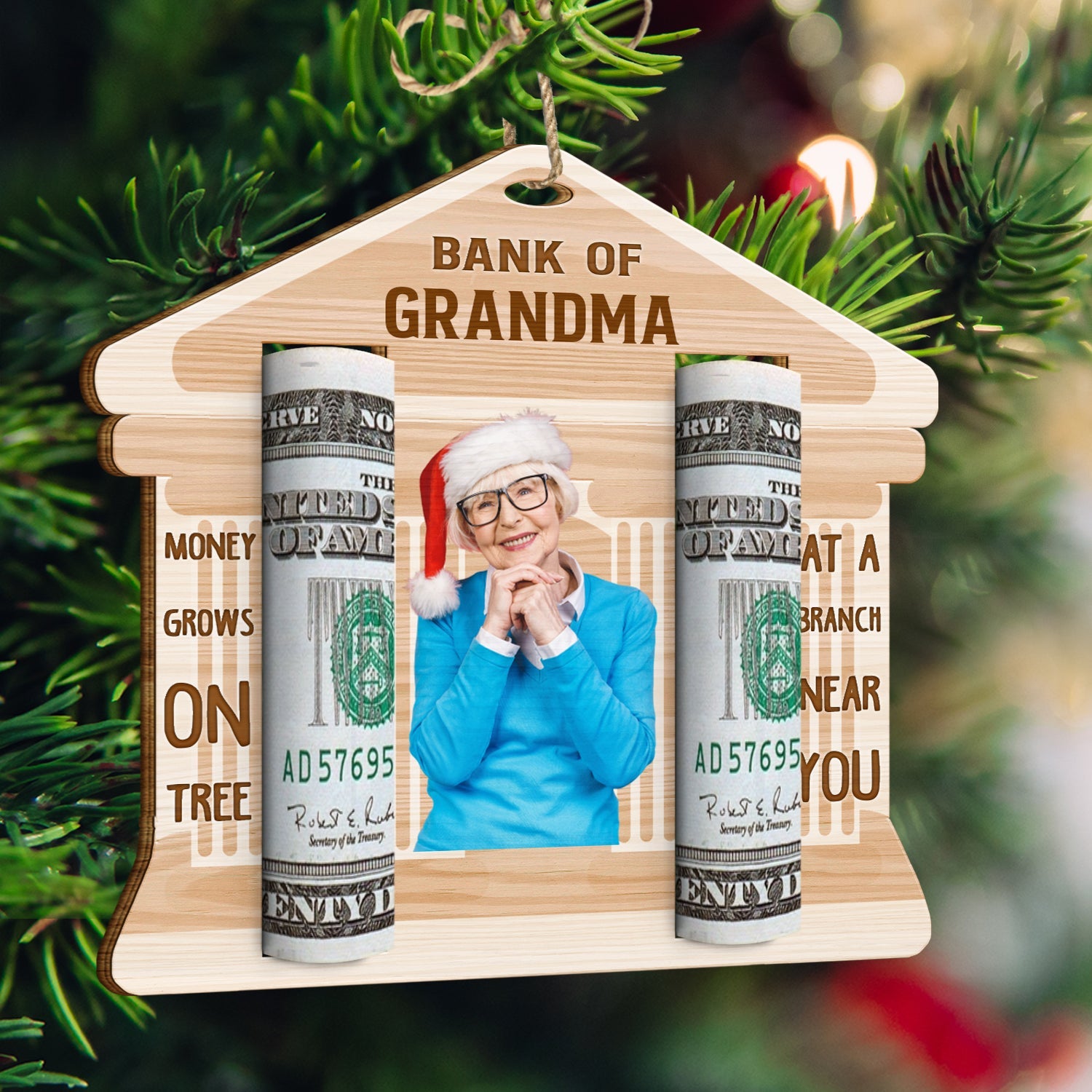 Custom Photo Bank Of Parents Grandparents - Christmas Gift For Kids - Personalized Wooden Cutout Ornament, Money Holder Ornament ORNA1210