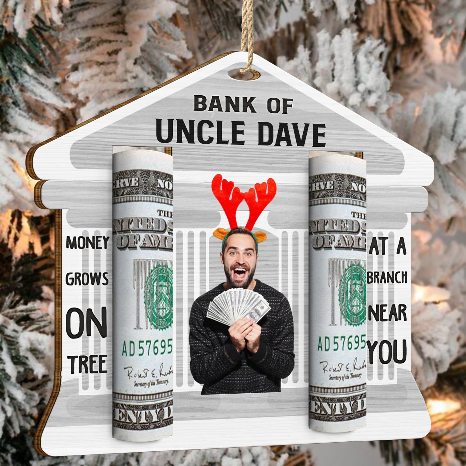 Custom Photo Bank Of Parents Grandparents - Christmas Gift For Kids - Personalized Wooden Cutout Ornament, Money Holder Ornament ORNA1210