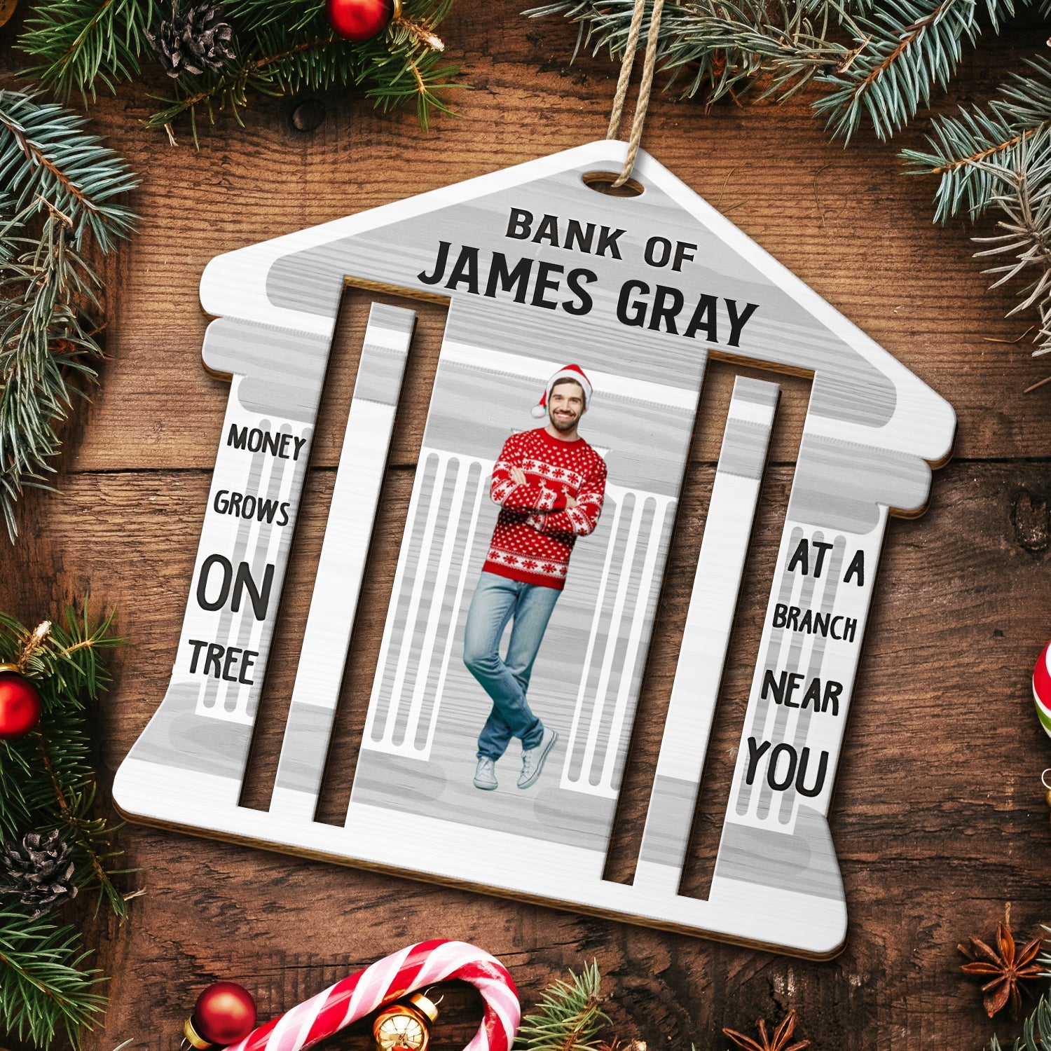 Custom Photo Bank Of Parents Grandparents - Christmas Gift For Kids - Personalized Wooden Cutout Ornament, Money Holder Ornament ORNA1210