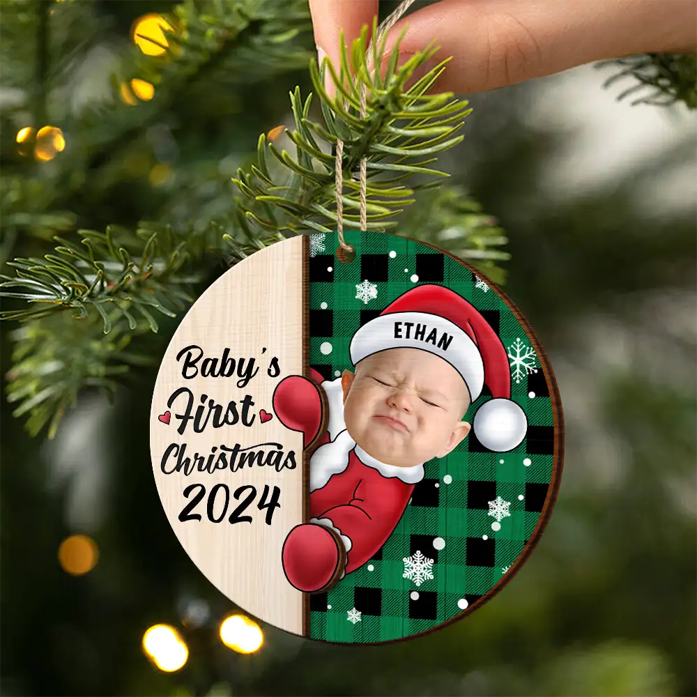 Custom Photo Christmas Santa Baby - Personalized 2-Layered Wooden Ornament ORNA1210