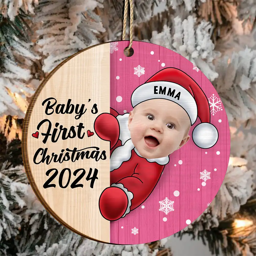 Custom Photo Christmas Santa Baby - Personalized 2-Layered Wooden Ornament ORNA1210