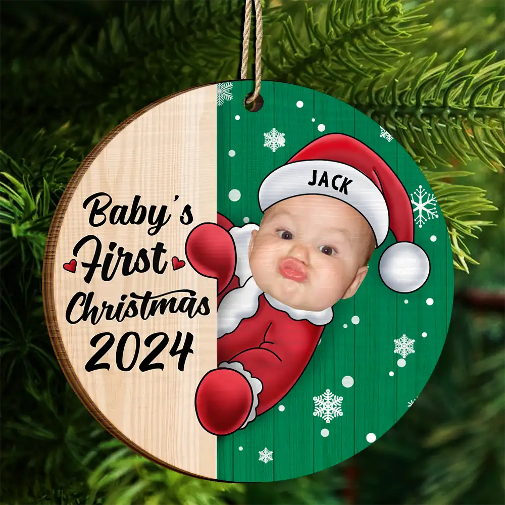 Custom Photo Christmas Santa Baby - Personalized 2-Layered Wooden Ornament ORNA1210