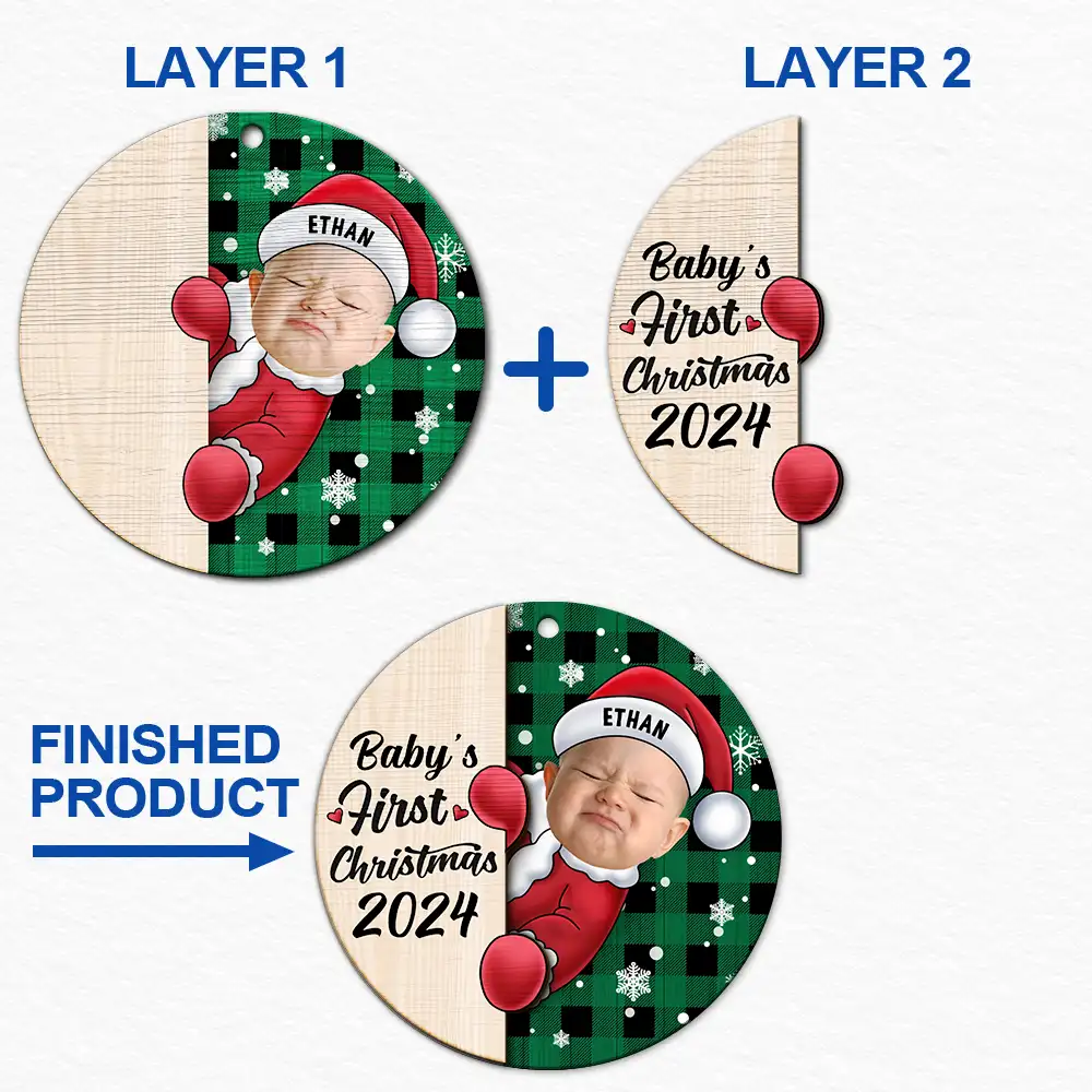 Custom Photo Christmas Santa Baby - Personalized 2-Layered Wooden Ornament ORNA1210