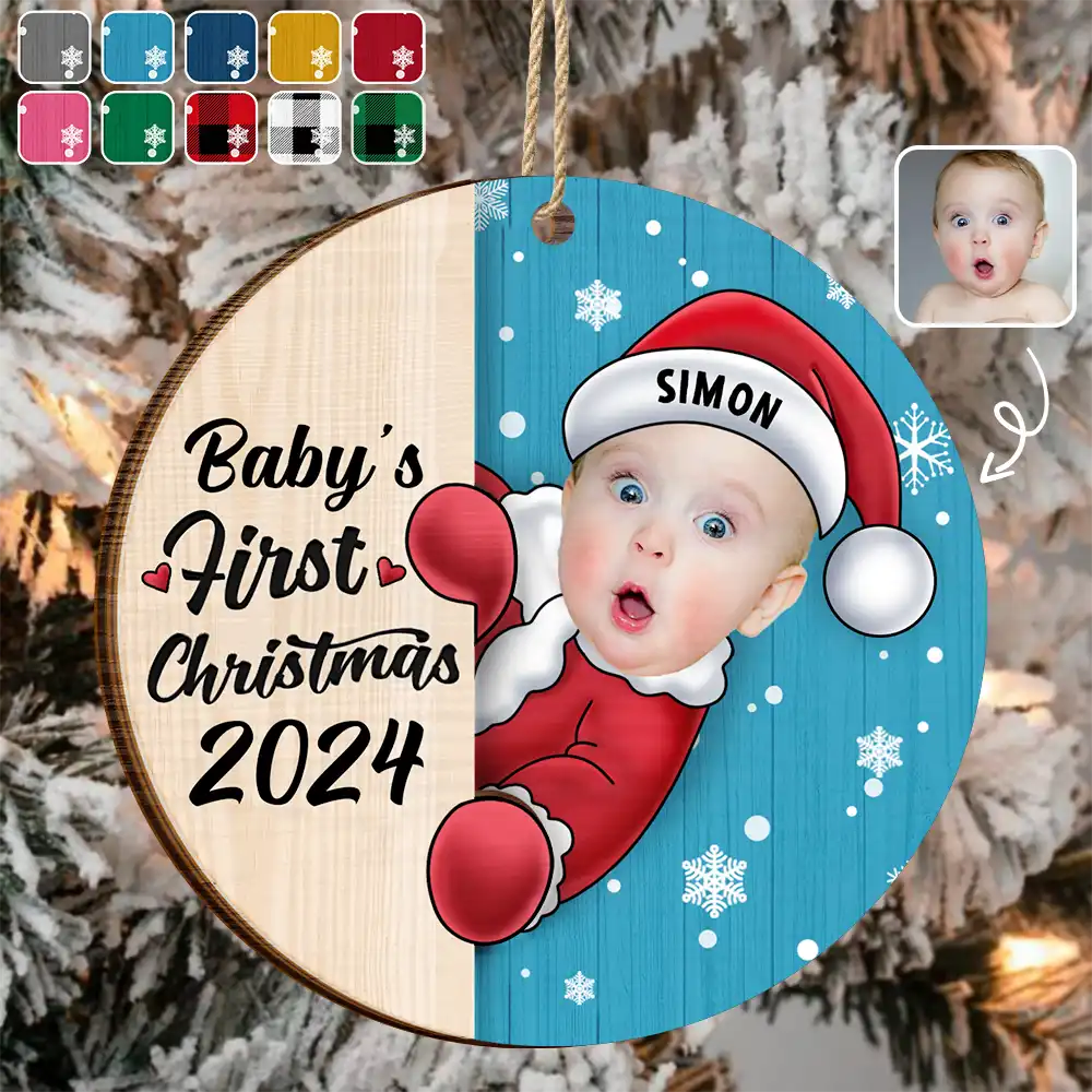 Custom Photo Christmas Santa Baby - Personalized 2-Layered Wooden Ornament ORNA1210