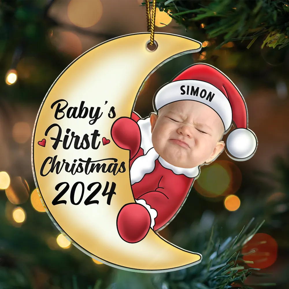 Custom Photo Christmas Santa Baby - Personalized Cutout Acrylic Ornament ORNA1210
