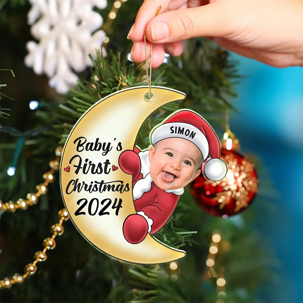 Custom Photo Christmas Santa Baby - Personalized Cutout Acrylic Ornament ORNA1210