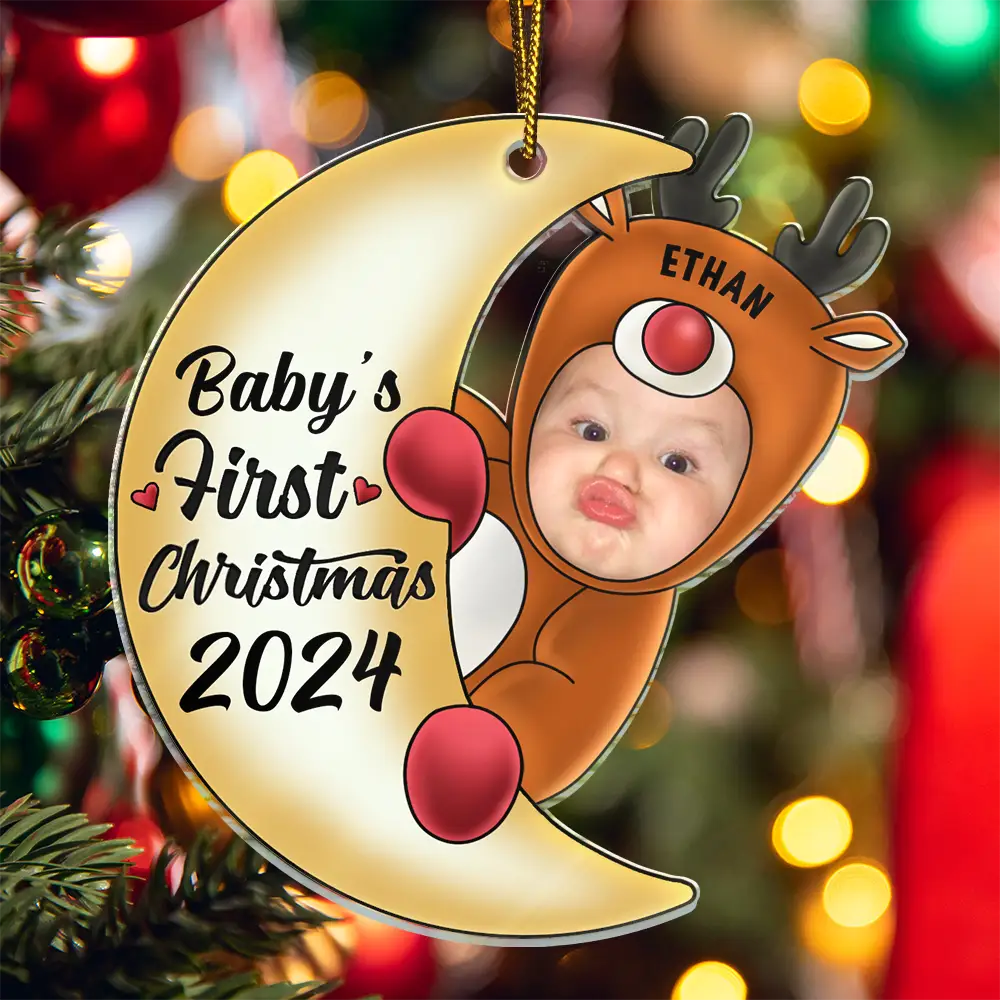 Custom Photo Christmas Santa Baby - Personalized Cutout Acrylic Ornament ORNA1210