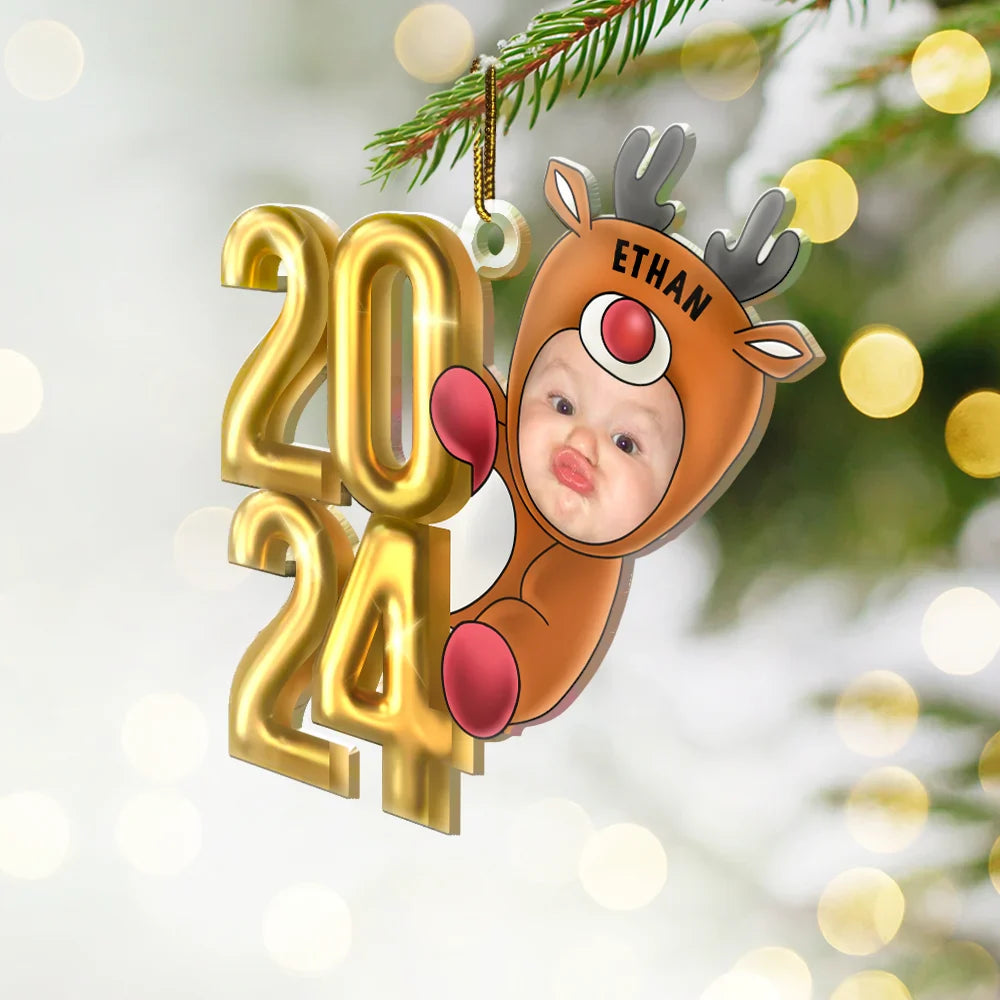 Custom Photo Christmas 2024 Santa Baby - Personalized Cutout Acrylic Ornament ORNA1210