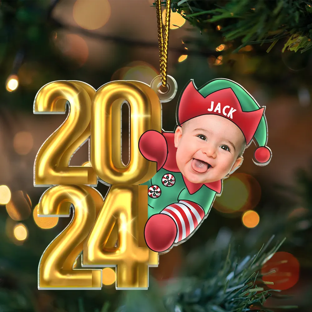 Custom Photo Christmas 2024 Santa Baby - Personalized Cutout Acrylic Ornament ORNA1210