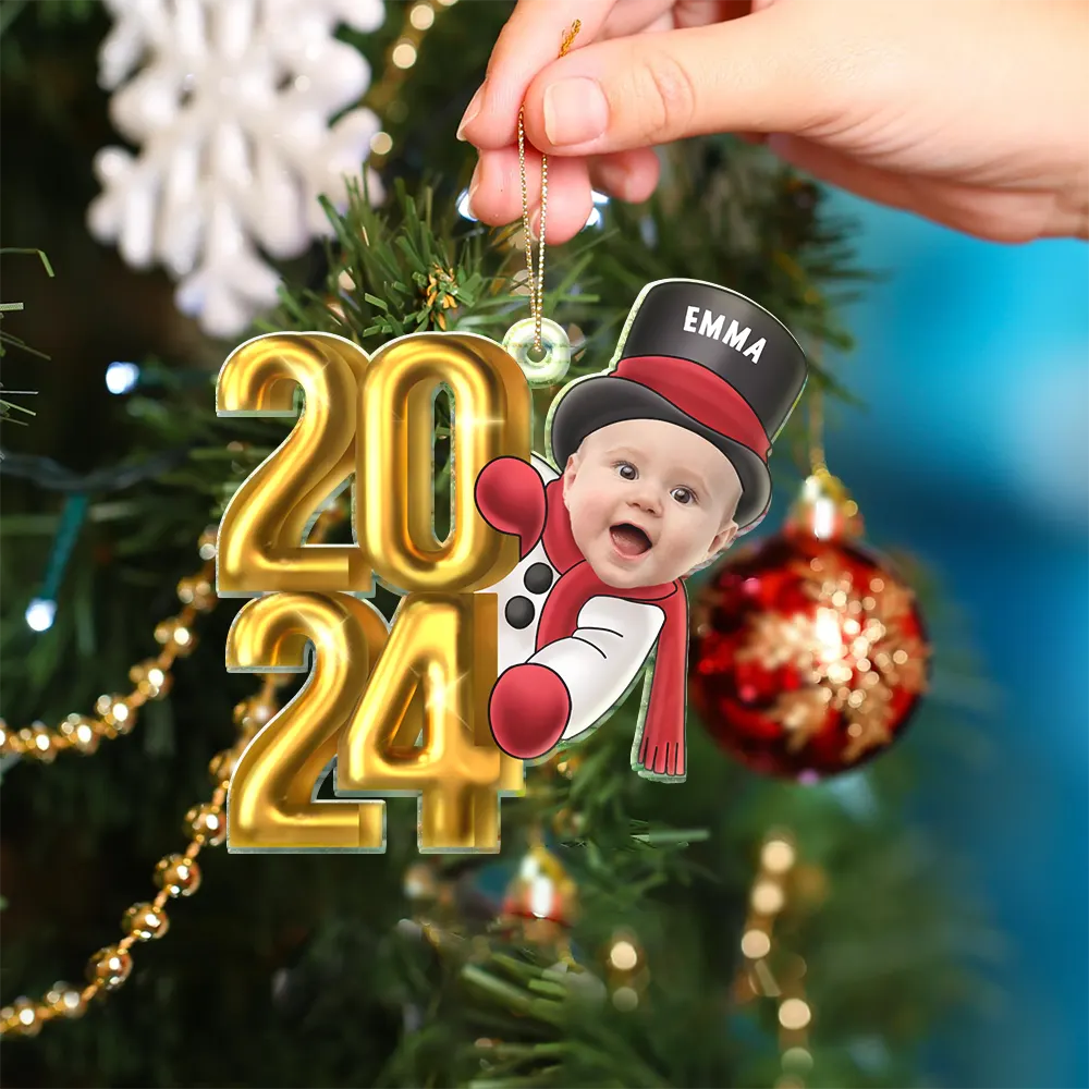 Custom Photo Christmas 2024 Santa Baby - Personalized Cutout Acrylic Ornament ORNA1210