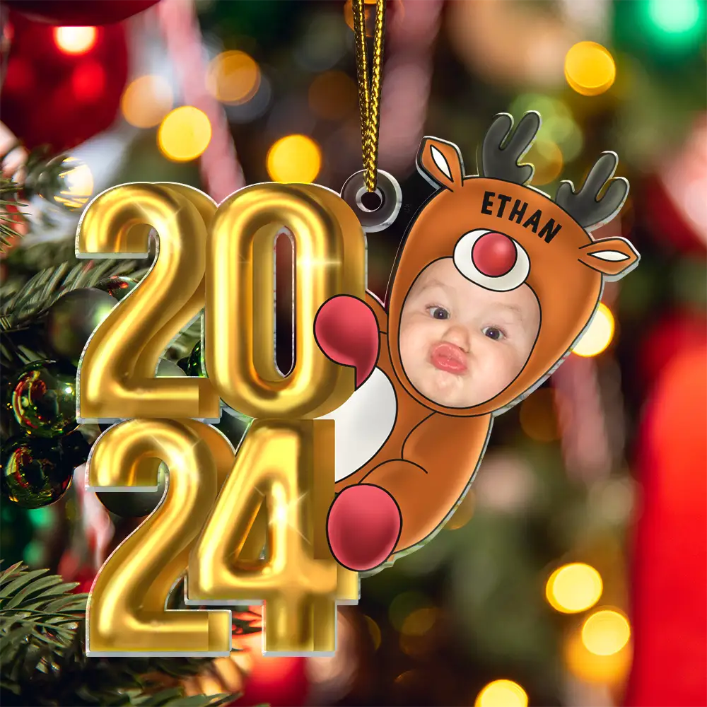 Custom Photo Christmas 2024 Santa Baby - Personalized Cutout Acrylic Ornament ORNA1210