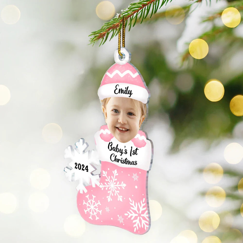 Custom Photo Baby's 1st Christmas - Personalized Cutout Acrylic Ornament ORNA1210