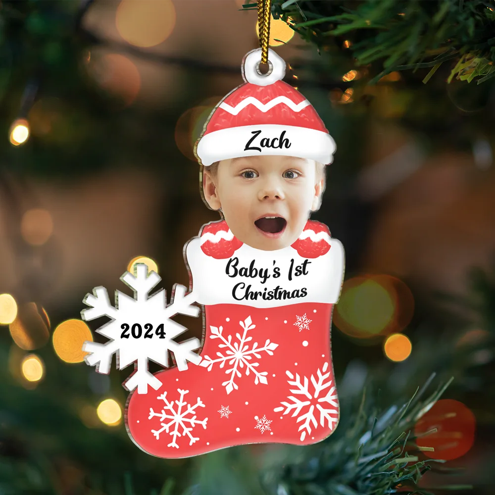 Custom Photo Baby's 1st Christmas - Personalized Cutout Acrylic Ornament ORNA1210