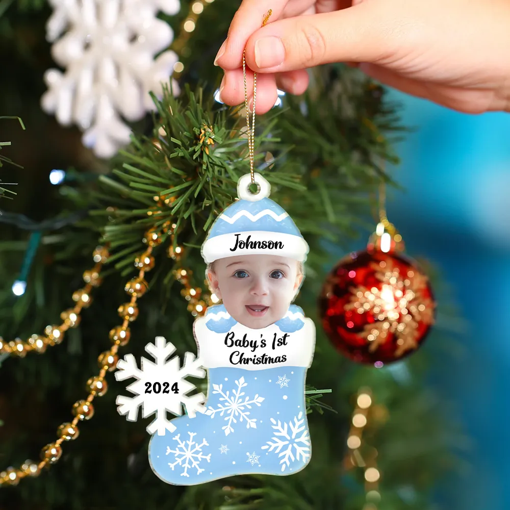 Custom Photo Baby's 1st Christmas - Personalized Cutout Acrylic Ornament ORNA1210