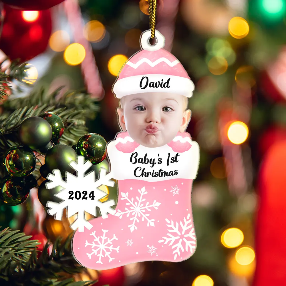 Custom Photo Baby's 1st Christmas - Personalized Cutout Acrylic Ornament ORNA1210