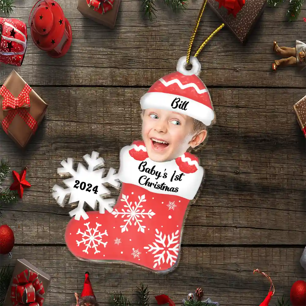 Custom Photo Baby's 1st Christmas - Personalized Cutout Acrylic Ornament ORNA1210