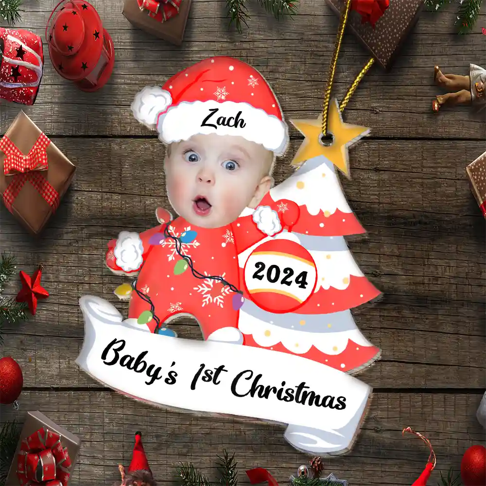 Custom Photo Baby First Christmas - Personalized Cutout Acrylic Ornament ORNA1210