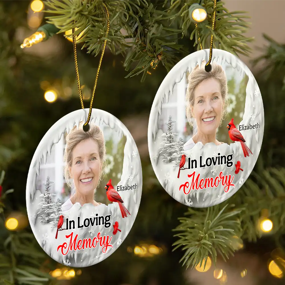 Custom Photo I'm Always With You Cardinal - Personalized Circle Ceramic Ornament ORNA1210