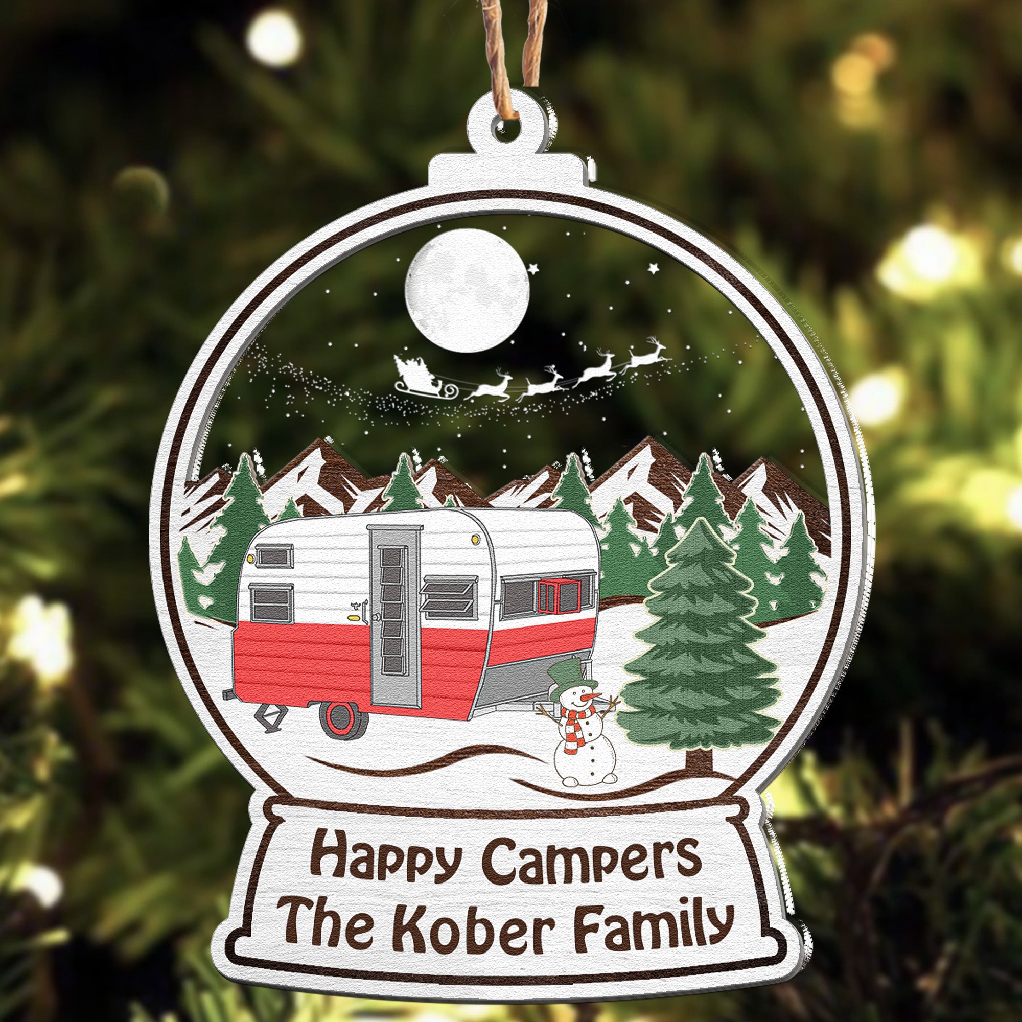 Happy Campers - Personalized Wood And Acrylic Ornament ORN0810