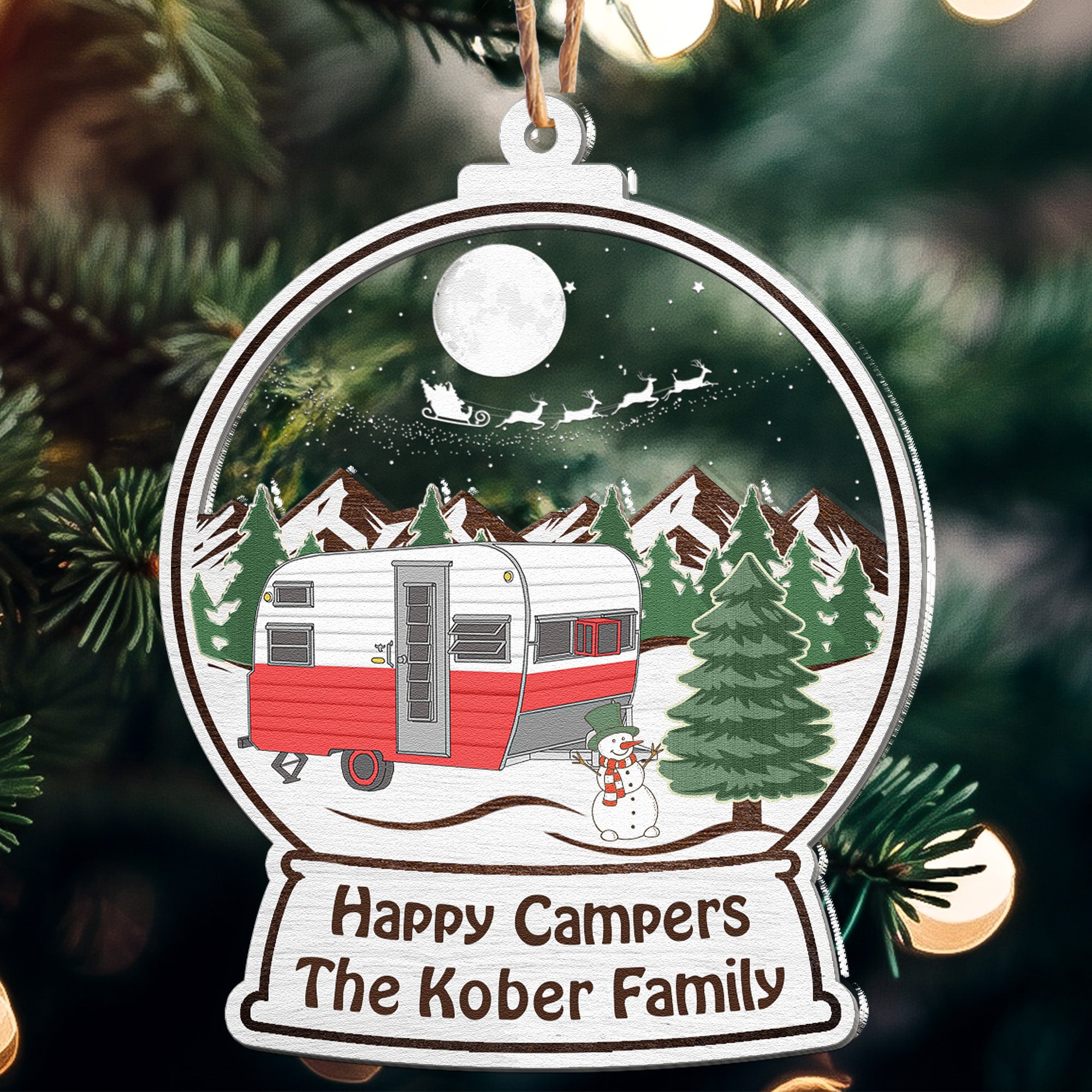 Happy Campers - Personalized Wood And Acrylic Ornament ORN0810