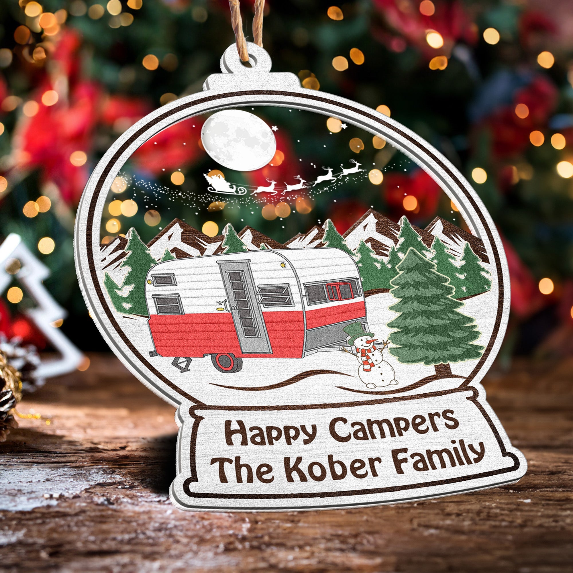 Happy Campers - Personalized Wood And Acrylic Ornament ORN0810