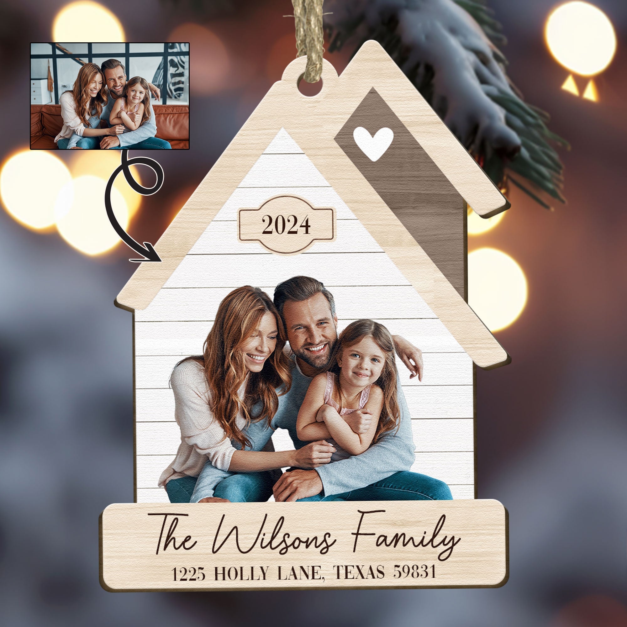 Home 2024 - Personalized Wooden Photo Ornament ORNA1210