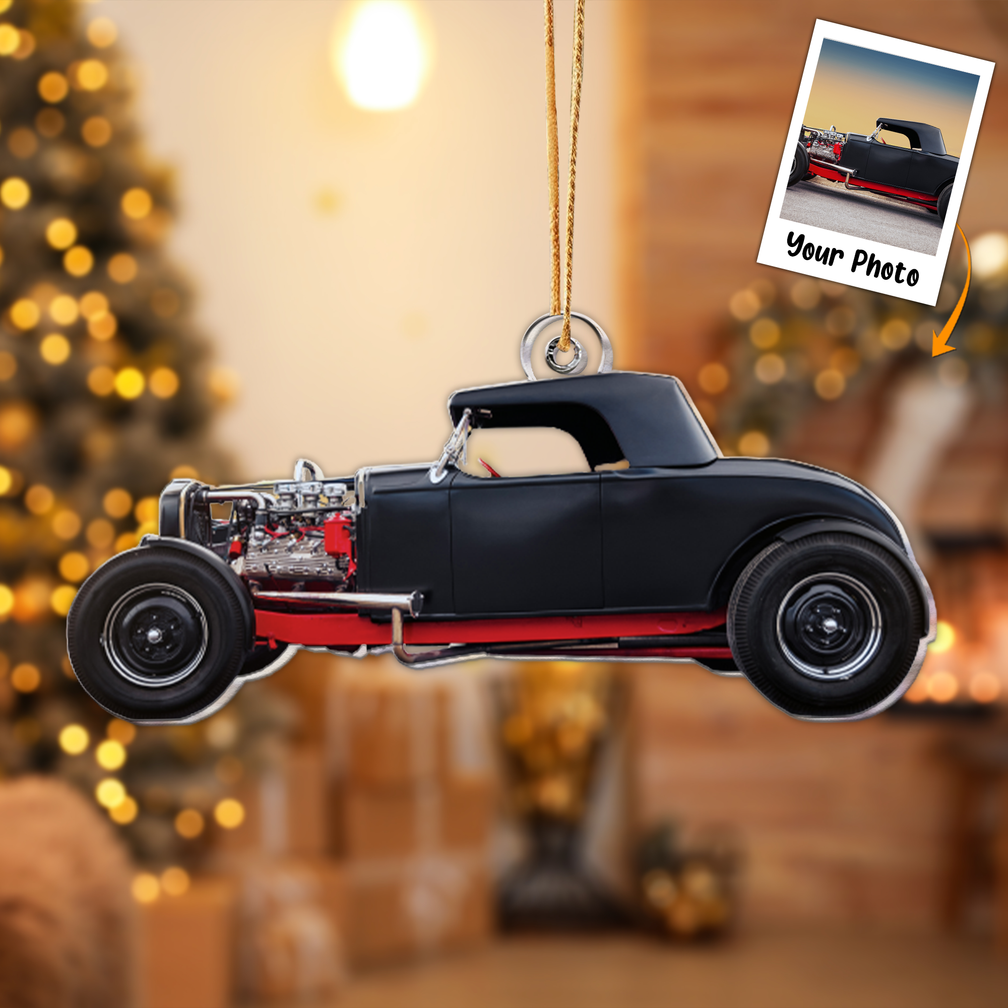 Hot Rod Rad Rod Engine Gift - Personalized Acrylic Photo Ornament ORNA1210