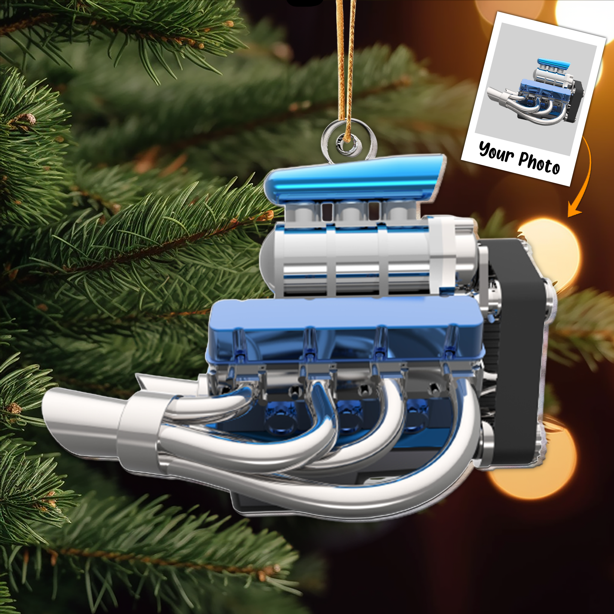 Hot Rod Rad Rod Engine Gift - Personalized Acrylic Photo Ornament ORN0810