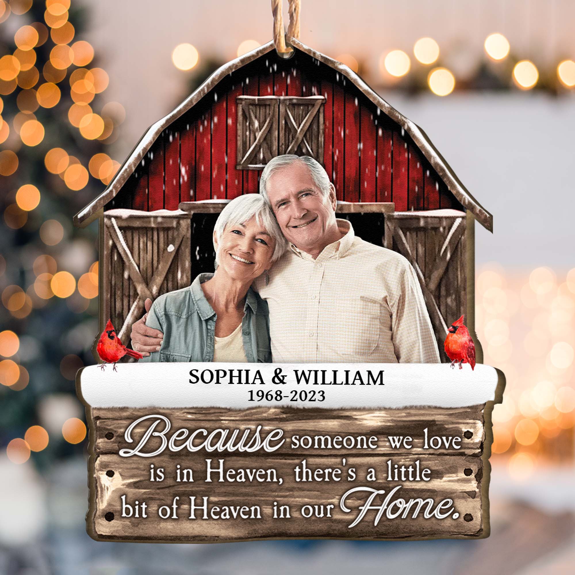 I Am Always With You Memorial Red Barn - Personalized Wooden Ornament ORN0810