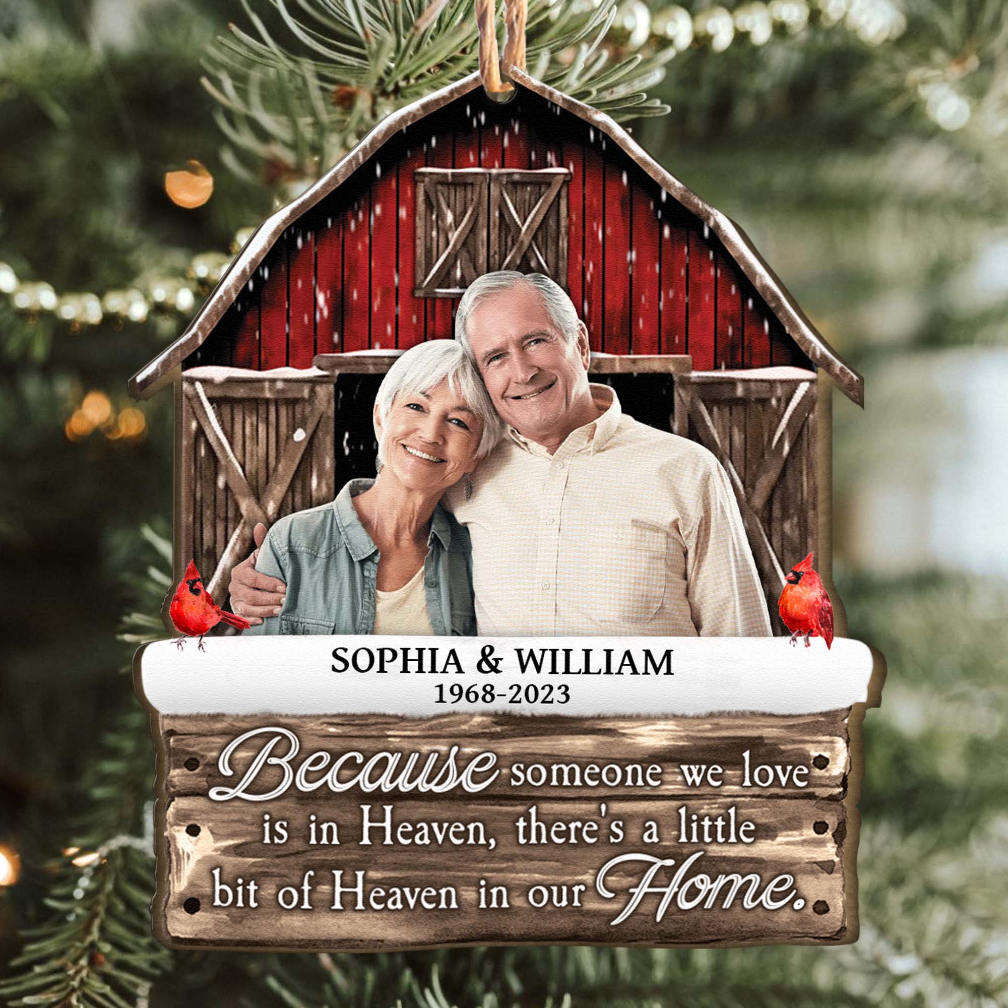 I Am Always With You Memorial Red Barn - Personalized Wooden Ornament ORNA1210