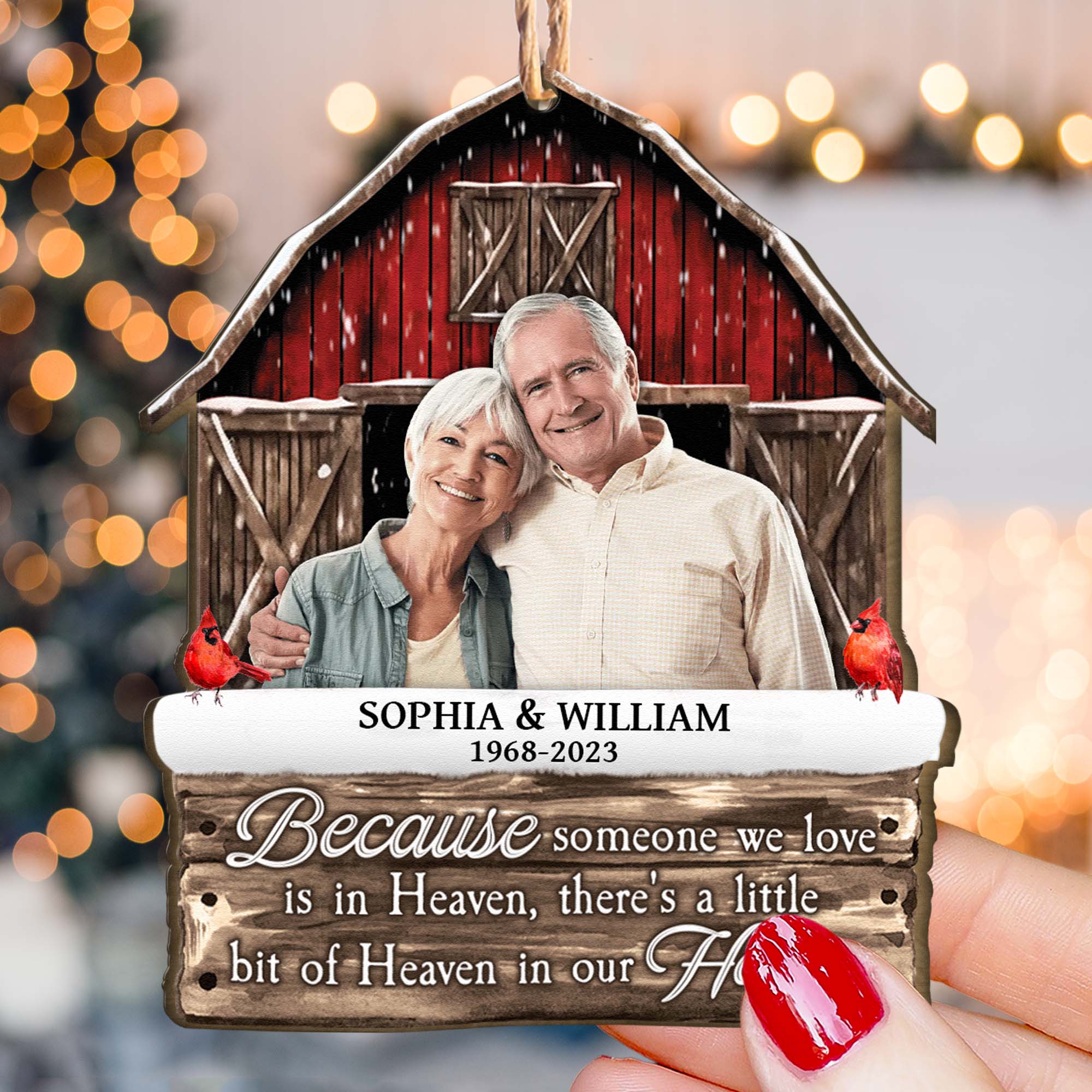 I Am Always With You Memorial Red Barn - Personalized Wooden Ornament ORNA1210