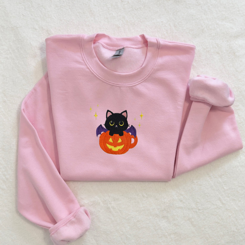 BatCat in a Pumpkin Teacup Sweatshirt EM1709S