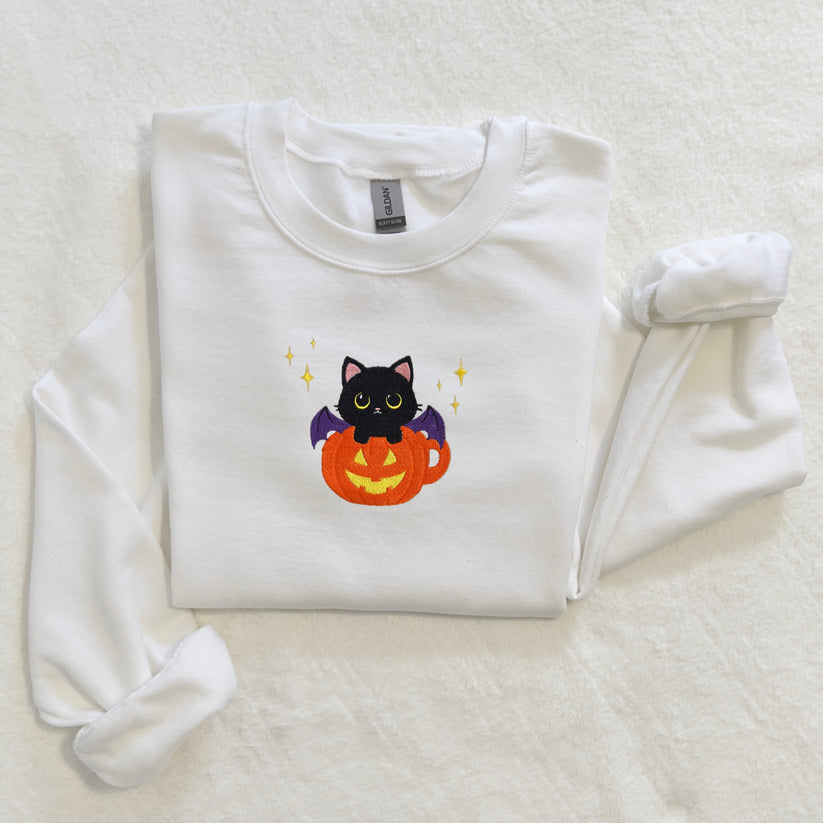 BatCat in a Pumpkin Teacup Sweatshirt EM1709S