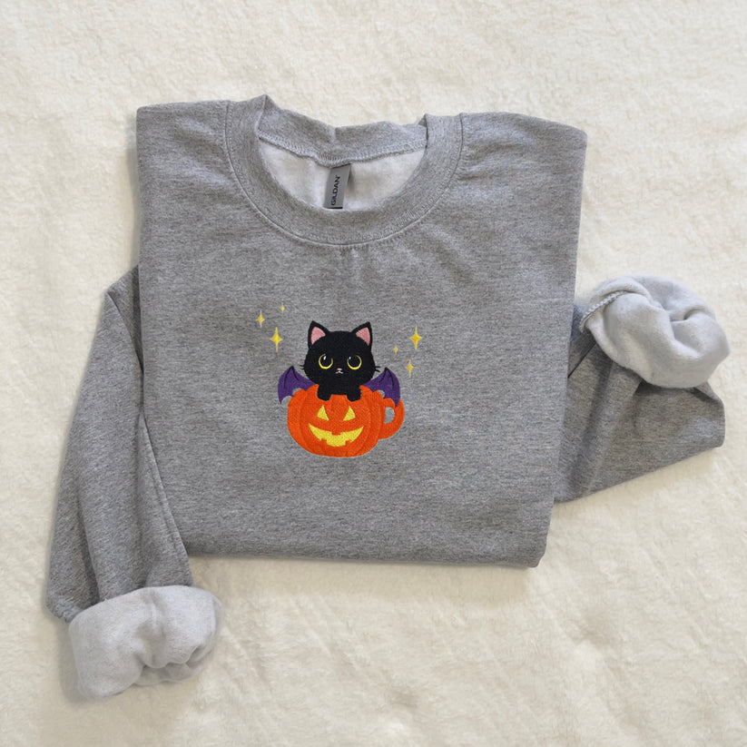 BatCat in a Pumpkin Teacup Sweatshirt EM1709S