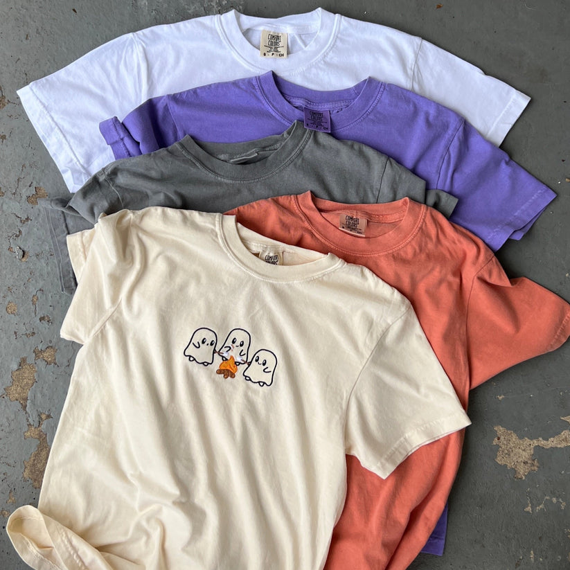 Spooky Ghosts Marshmallow Bonfire T-shirt EM1809S