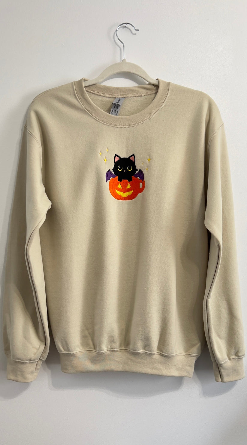 BatCat in a Pumpkin Teacup Sweatshirt EM1709S