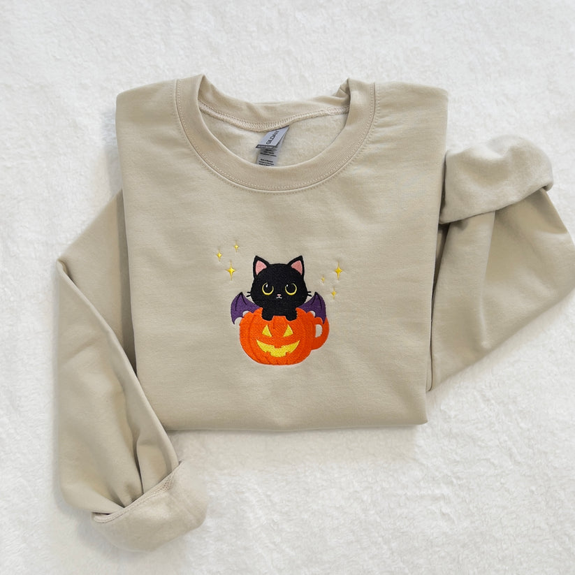 BatCat in a Pumpkin Teacup Sweatshirt EM1709S