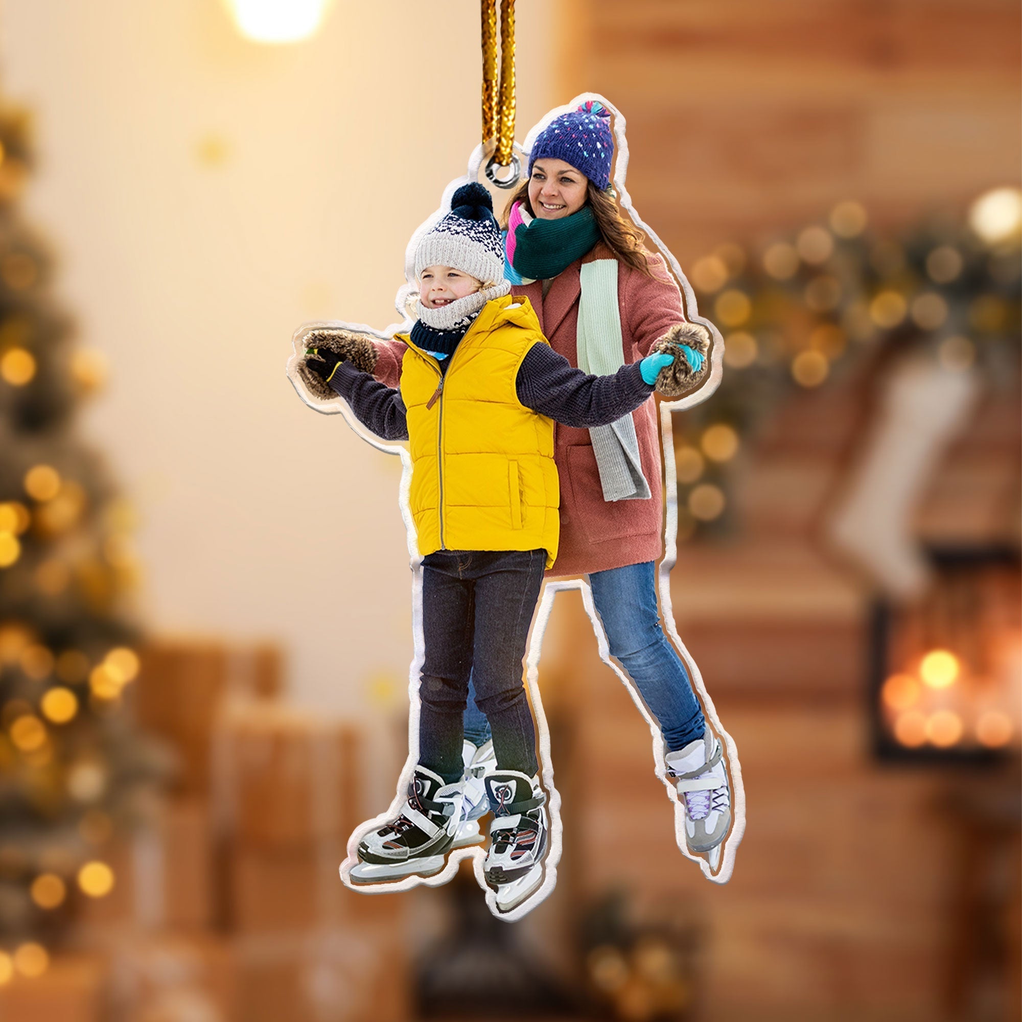 Ice Skating Gifts For Family Couple - Personalized Acrylic Photo Ornament ORNA1210