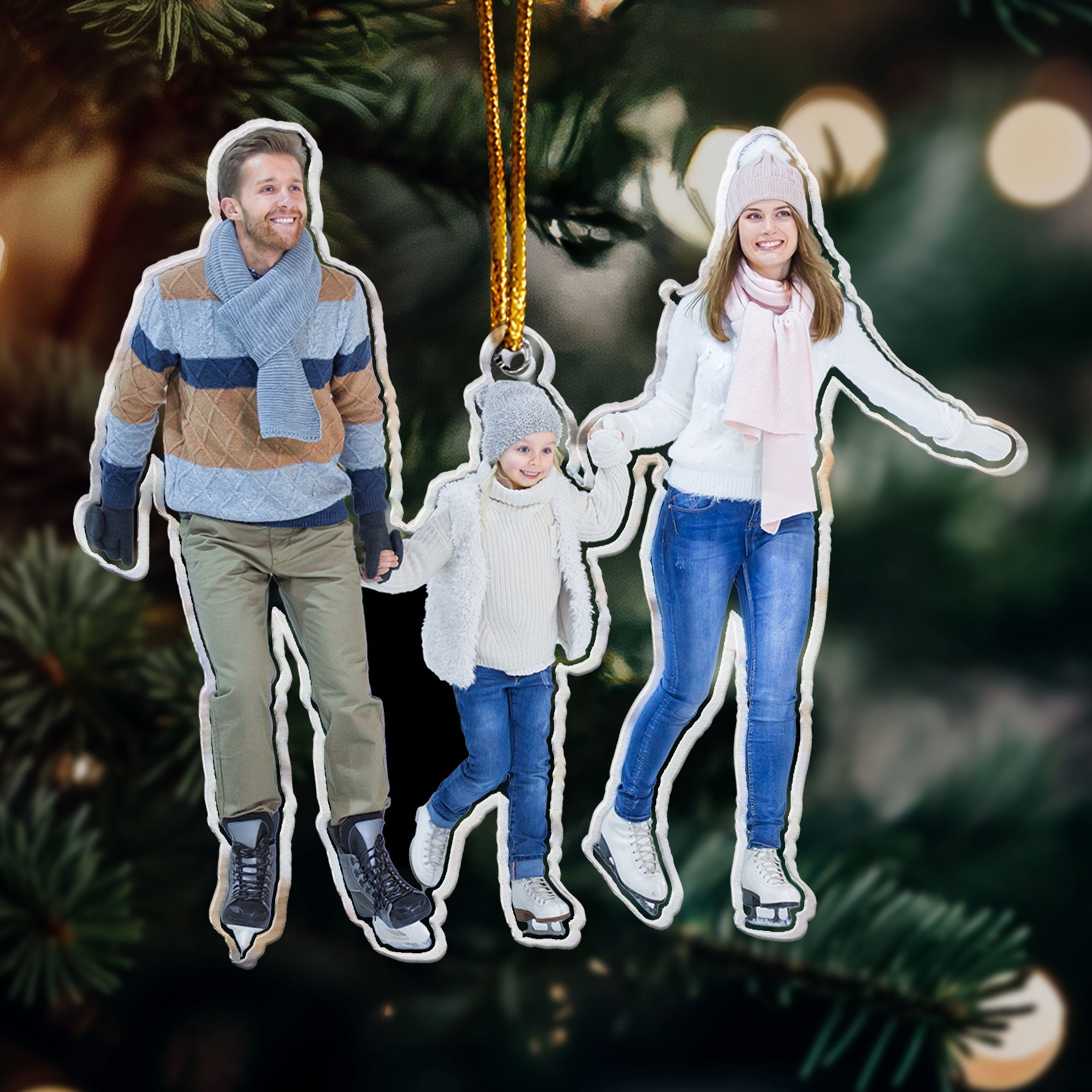 Ice Skating Gifts For Family Couple - Personalized Acrylic Photo Ornament ORN0810