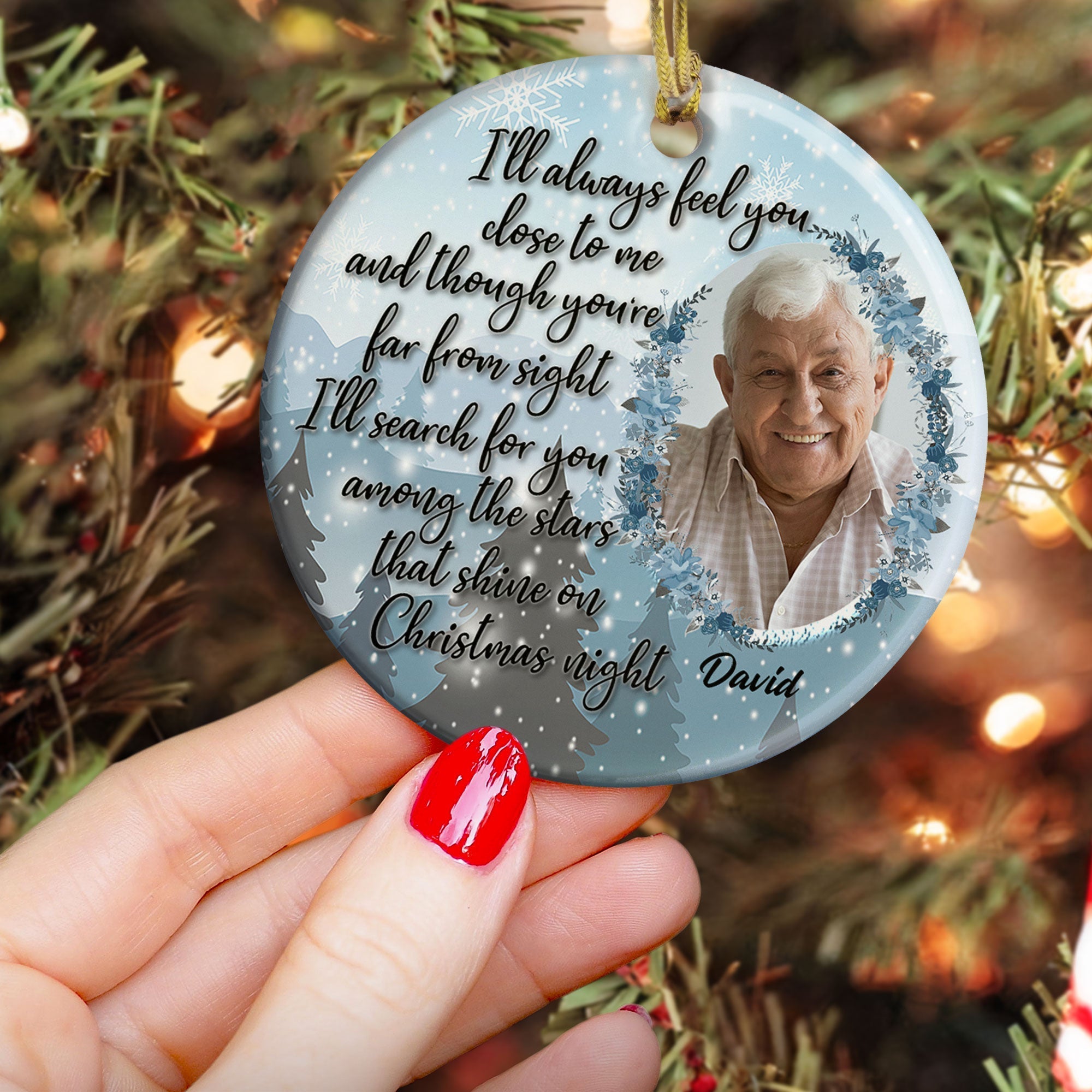 I'll Search For You Among The Stars - Personalized Ceramic Ornament - Memorial Photo Ornament ORNA1210