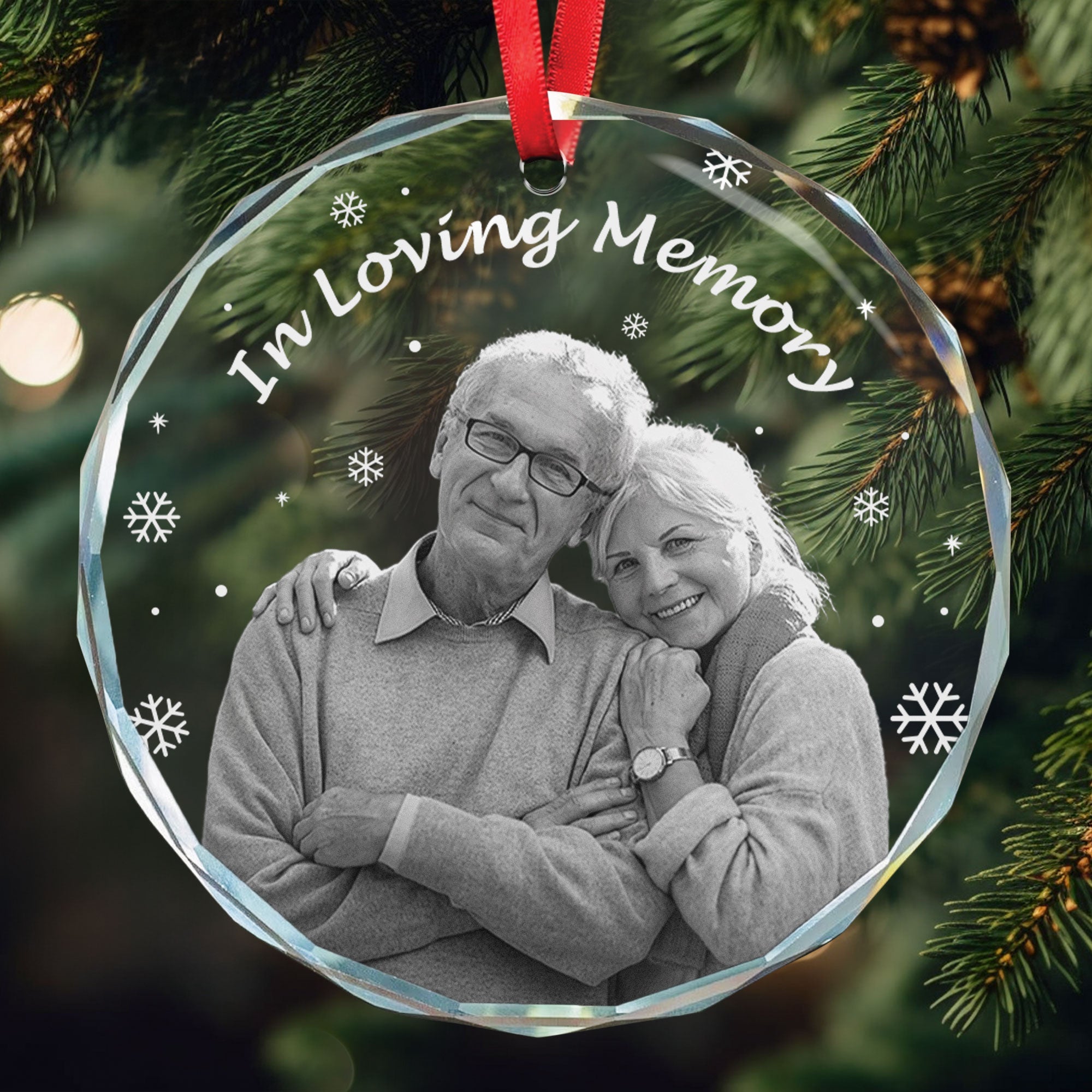 In Loving Memory Forever In Our Hearts - Personalized Glass Photo Ornament ORNA1210