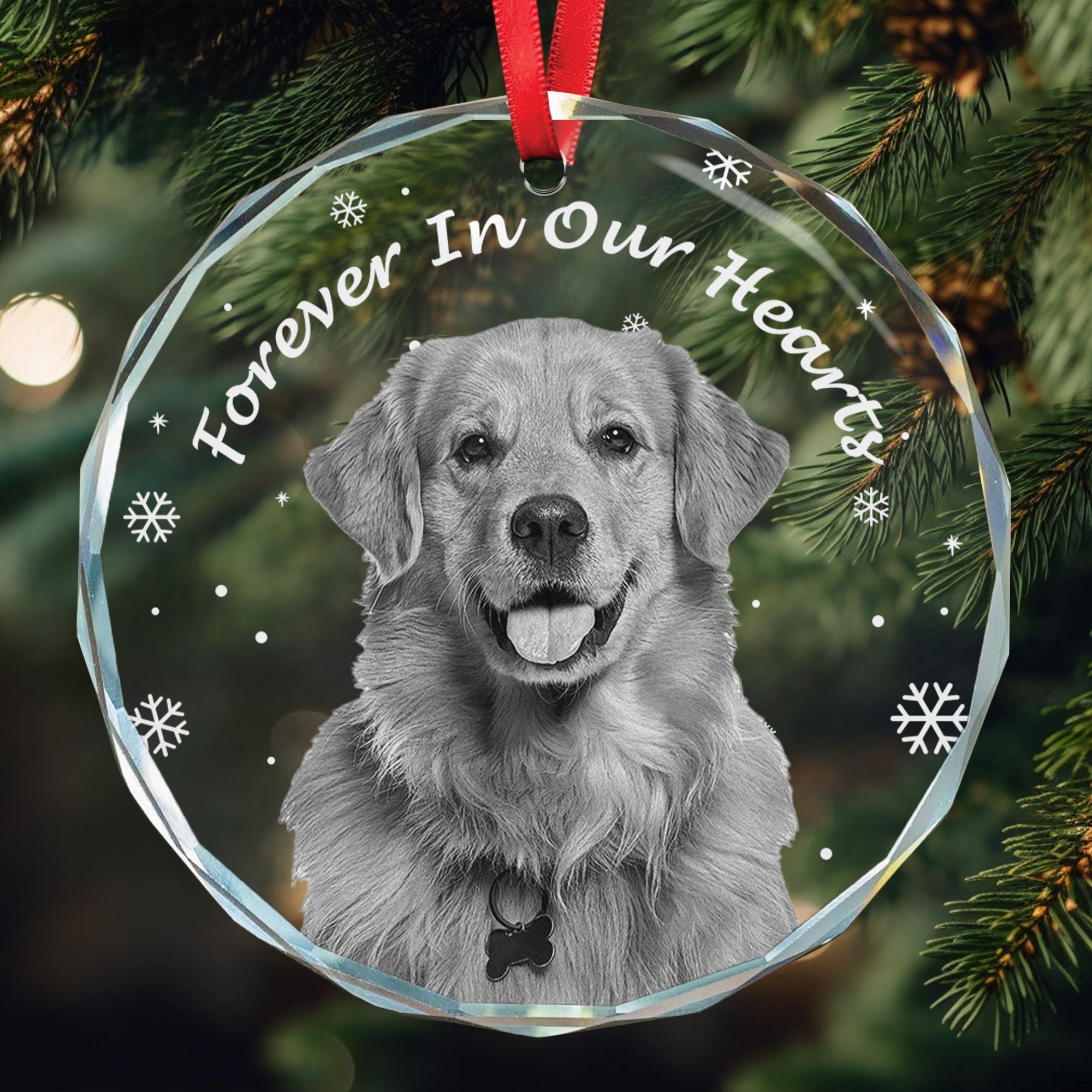 In Loving Memory Forever In Our Hearts - Personalized Glass Photo Ornament ORNA1210