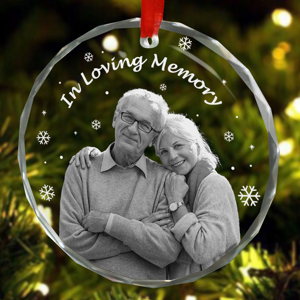 In Loving Memory Forever In Our Hearts - Personalized Glass Photo Ornament ORN0810