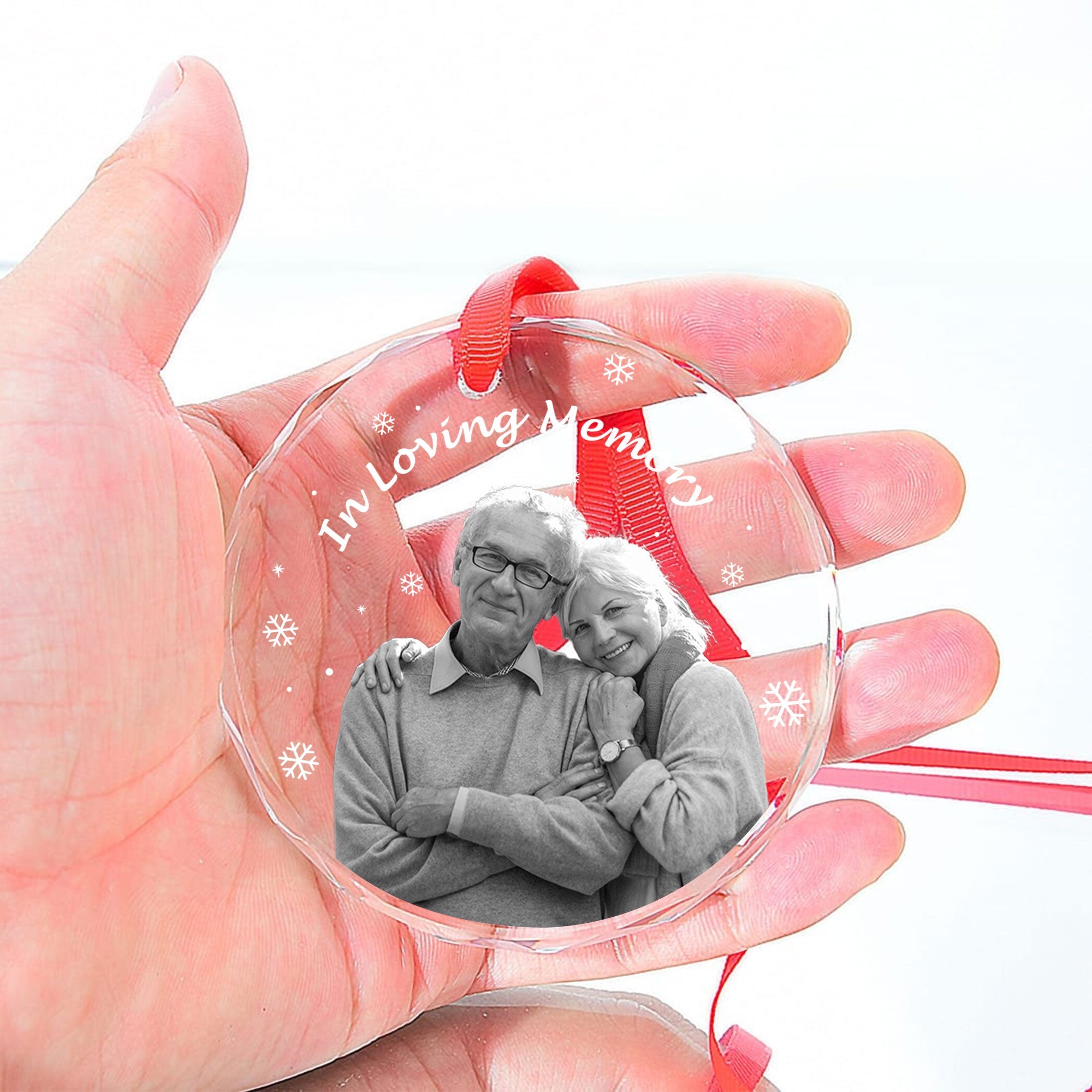 In Loving Memory Forever In Our Hearts - Personalized Glass Photo Ornament ORNA1210