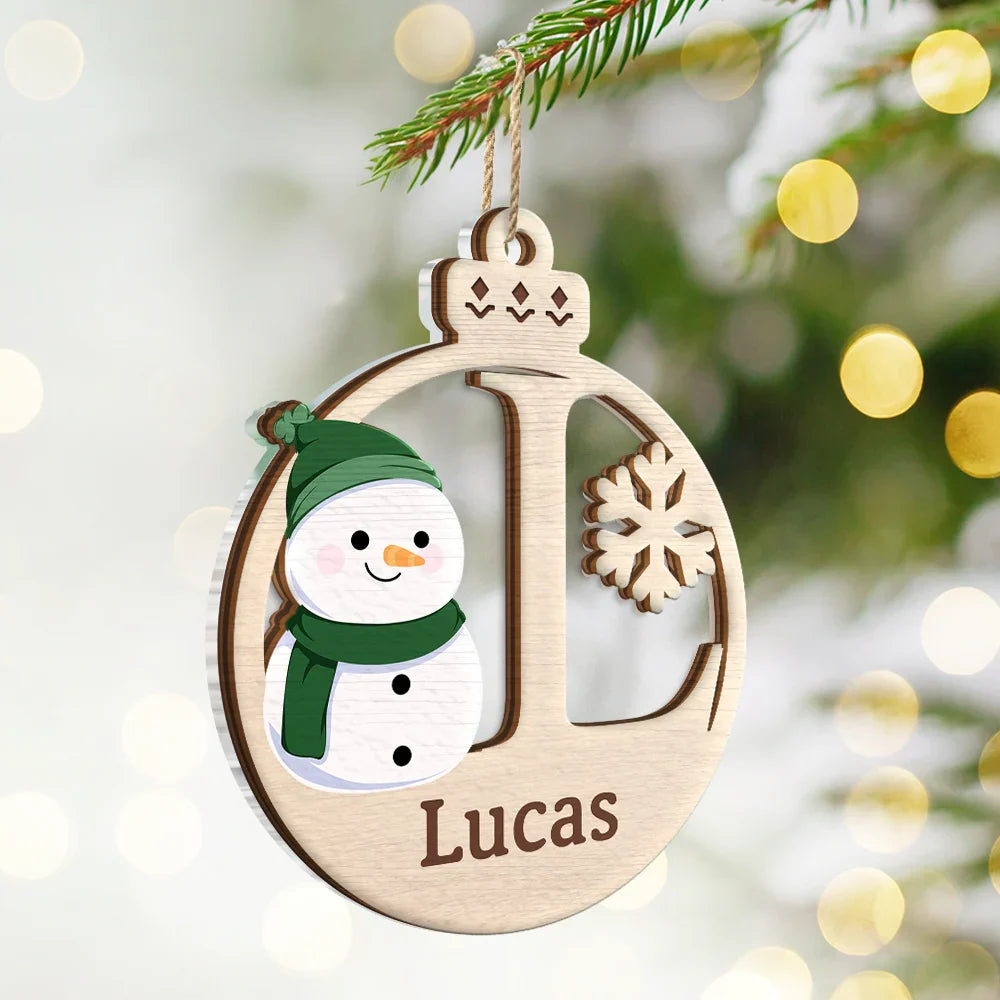 Christmas Snowman Monogram - Personalized 2-Layered Mix Ornament ORNA1210