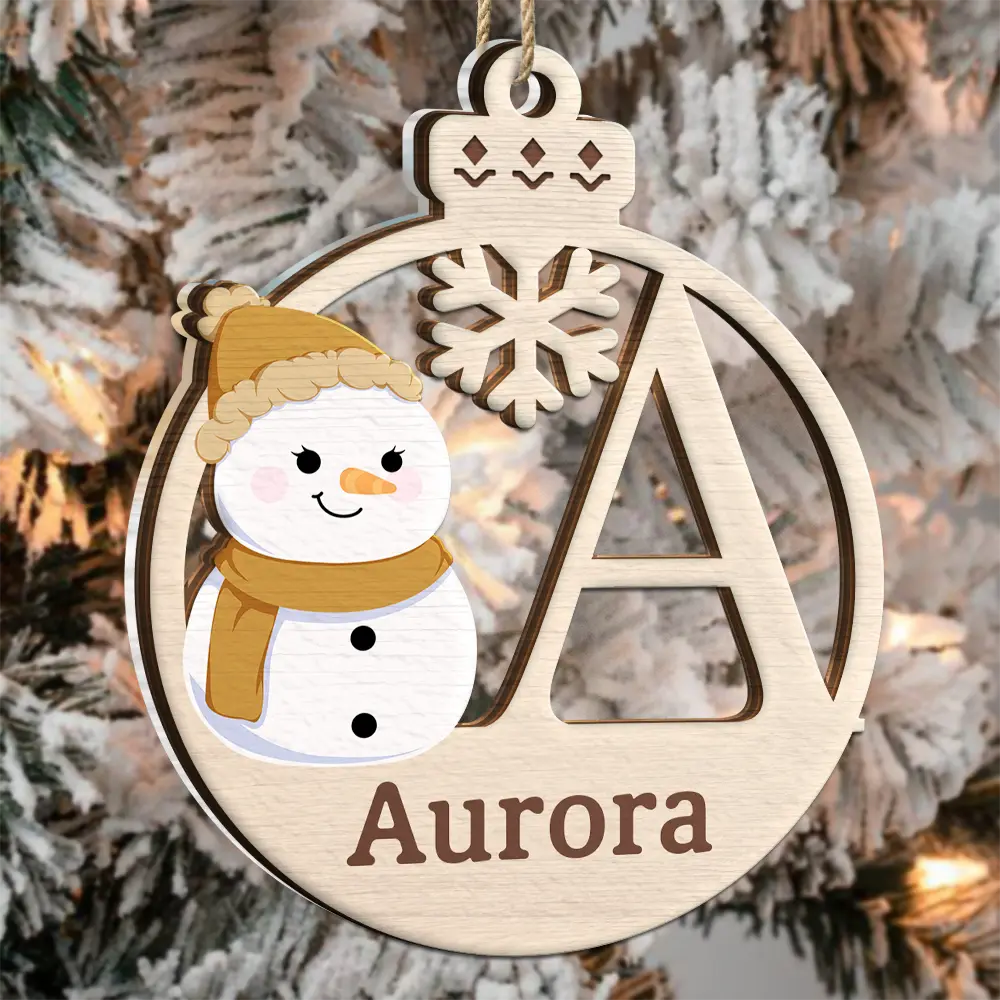 Christmas Snowman Monogram - Personalized 2-Layered Mix Ornament ORNA1210