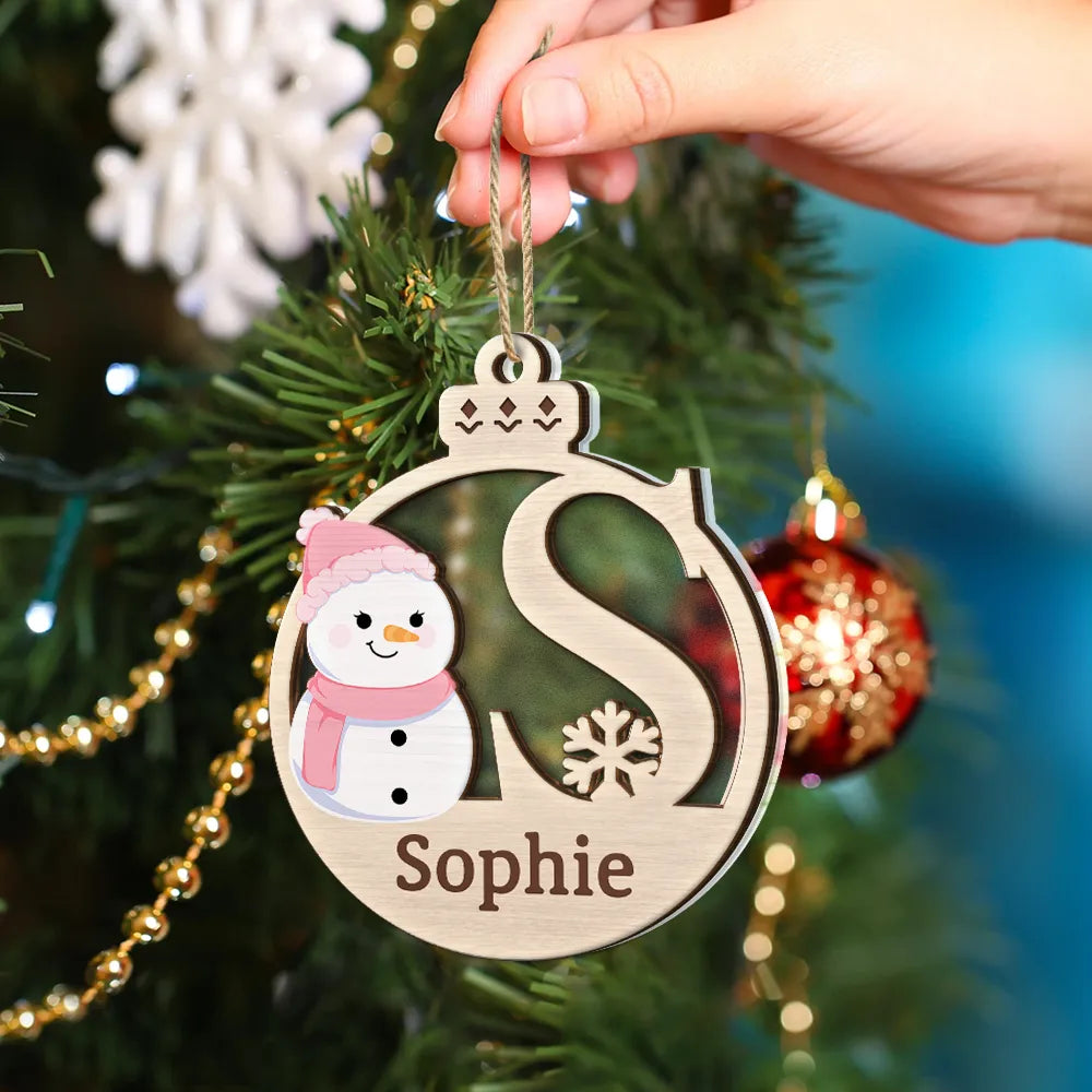 Christmas Snowman Monogram - Personalized 2-Layered Mix Ornament ORNA1210