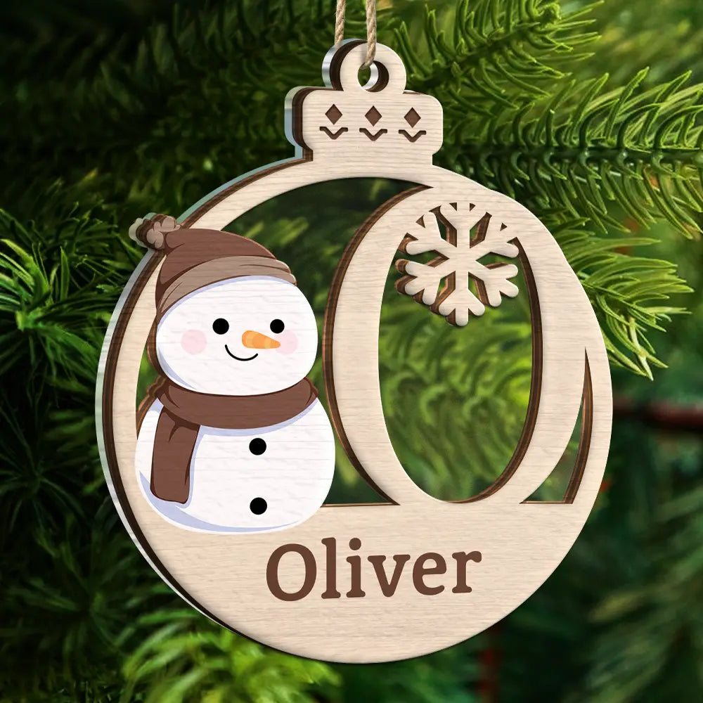 Christmas Snowman Monogram - Personalized 2-Layered Mix Ornament ORNA1210