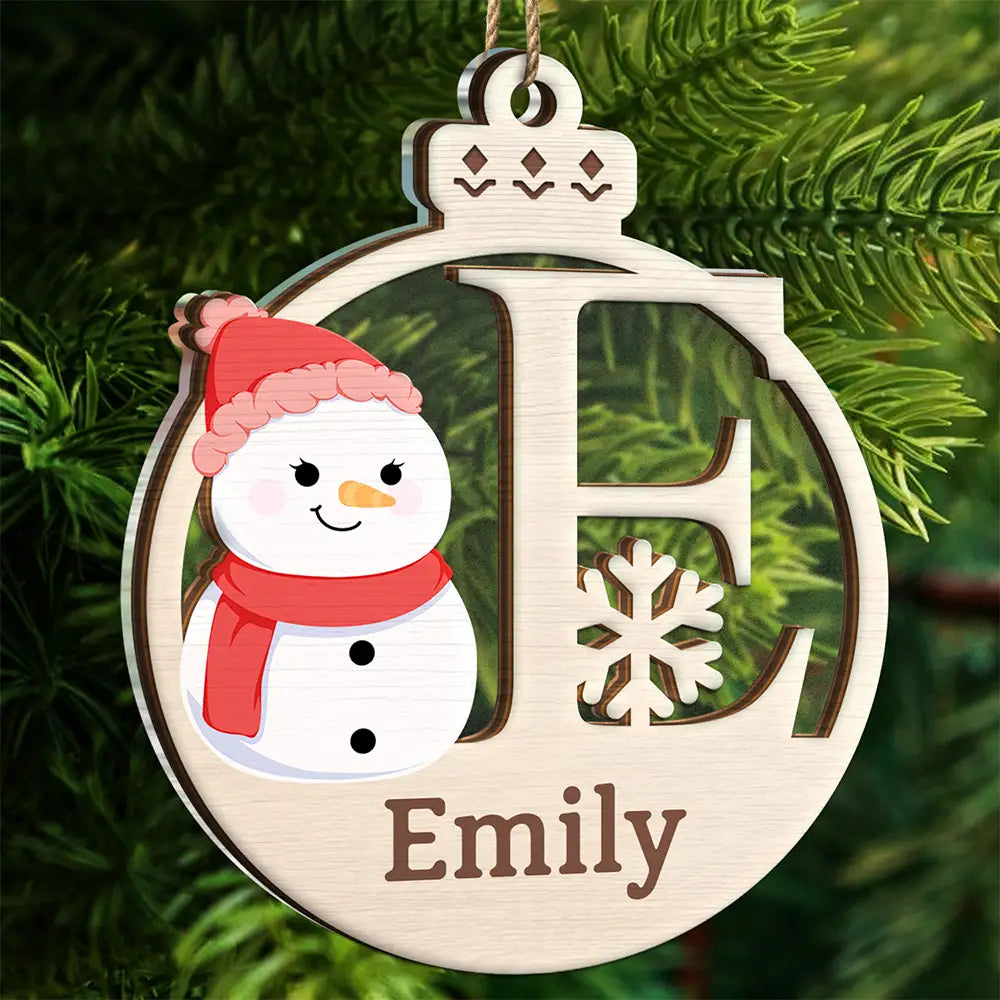 Christmas Snowman Monogram - Personalized 2-Layered Mix Ornament ORNA1210